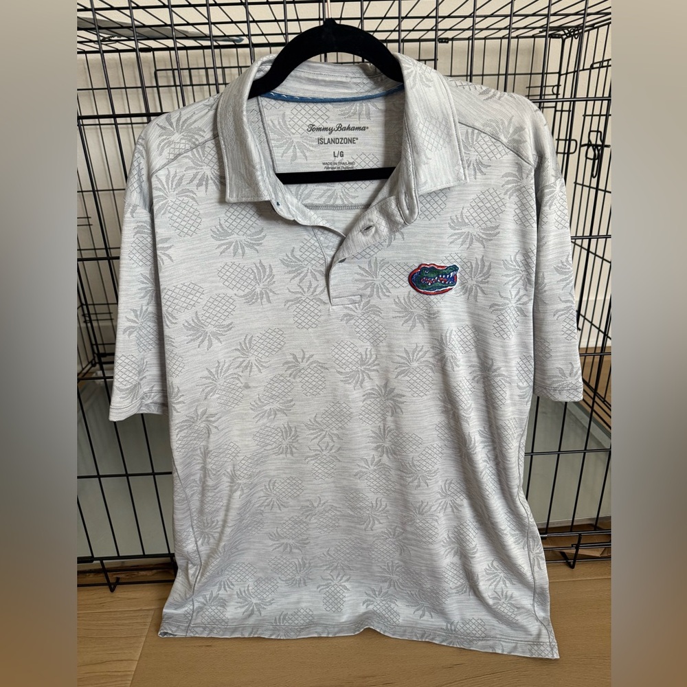 Tommy Bahama Florida Gators Men's Light Gray Polo Shirt with Embroidered Logo